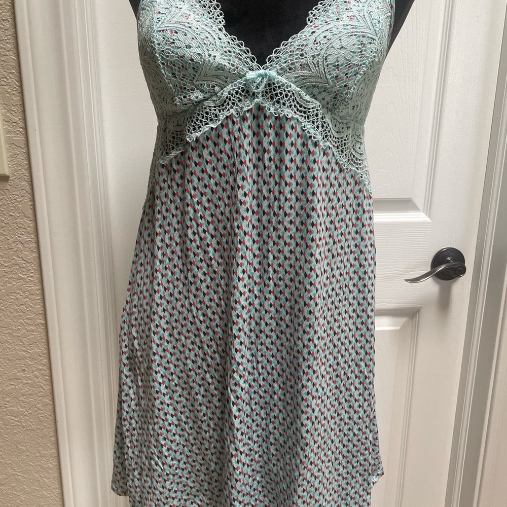 Victoria's Secret Lace Chemise - Light Blue and Red